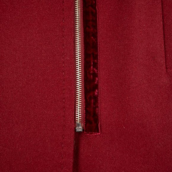 BCBGMaxazria Rouge cranberry red Woven Coat Wool off-center zip jacket size XS - Picture 4 of 9